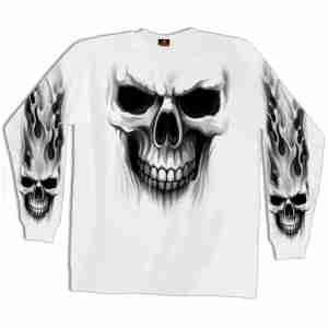 Реглан Hot Leathers Ghost Skull Long Sleeve White 2XL