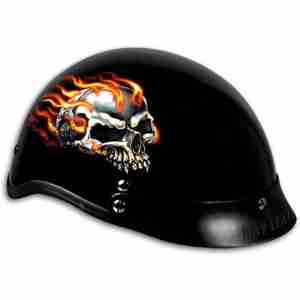 Шлем каска Hot Leathers Burning Skull Black 2XL