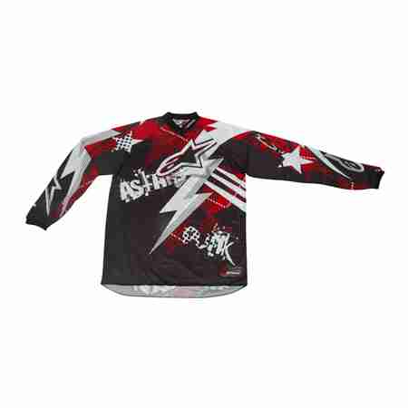 фото 1 Кроссовая одежда Кроссовая футболка (джерси) детская Alpinestars Youth Charger Punk Black-White-Red XL