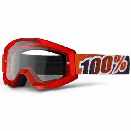 фото 1 Кросові маски і окуляри Мотоокуляри 100% Strata Moto Goggle Fire Red - Clear Lens