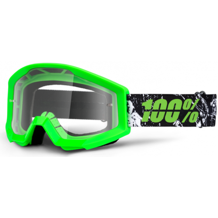 фото 1 Кроссовые маски и очки Мотоочки 100% Strata Moto Goggle Crafty Lime - Clear Lens