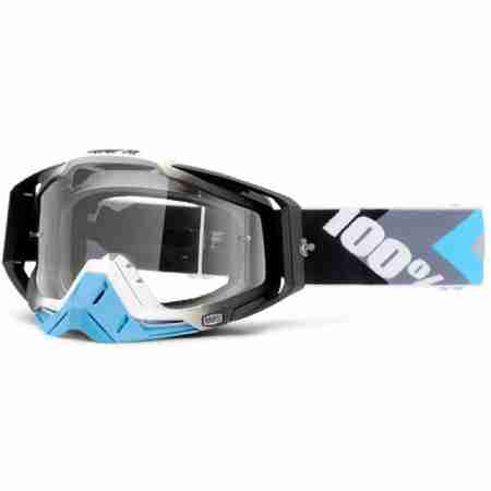 фото 1 Кроссовые маски и очки Мотоочки 100% Racecraft Goggle Hyperion Blue-Gunmetal - Clear Lens