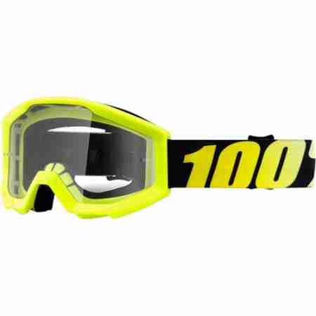 фото 1 Кроссовые маски и очки Мотоочки подростковые 100% Strata Jr. Neon Yellow - Clear Lens