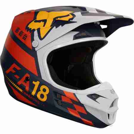 фото 1 Мотошлемы Мотошлем Fox V1 Sayak Helmet Ece White-Orange-Blue L