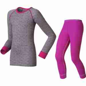 Термокомплект дитячий Odlo Set Shirt L/S Pants Long Warm Kids Pink - Grey 104