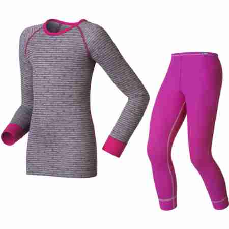 фото 1 Термобелье Термокомлект детский Odlo Set Shirt L/S Pants Long Warm Kids Pink - Grey 104 (2013)