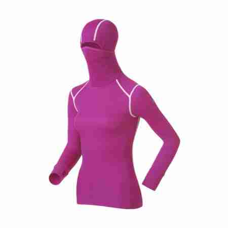 фото 1 Термобілизна Термофутболка Odlo Shirt L/S With Facemask Warm Violet Pink-Snow White S