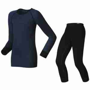 Термокомплект дитячий Odlo Set Shirt L/S Pants Long Warm Kids Black-Blue 104