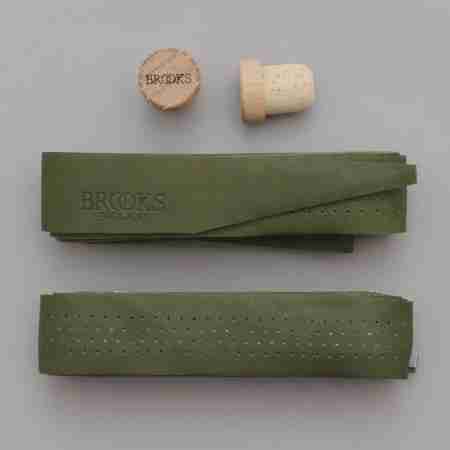 фото 2  Обмотка руля Brooks Leather Bar Tape Olive Green
