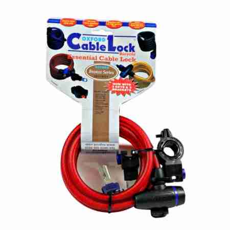 фото 2 Мотозамки Трос противоугонный Oxford Cable Lock Red 12mm x 1800mm