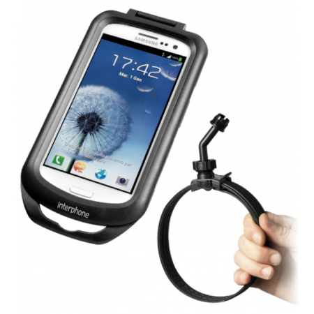 фото 2 Держатель телефона, планшета на мотоцикл Футляр Interphone для GalaxyS3 с креплением для нетрубчатых рулей