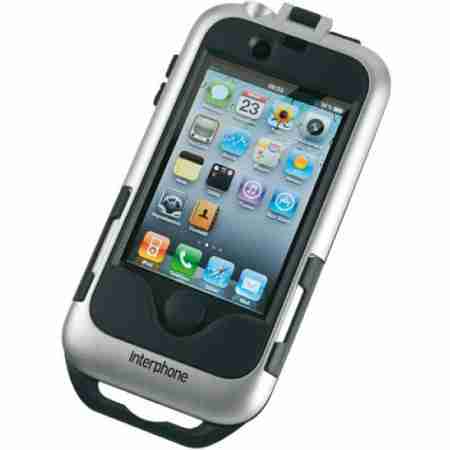 фото 1 Держатель телефона, планшета на мотоцикл Футляр Interphone для IPhone4 с креплением для нетрубчатых рулей Silver