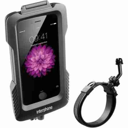 фото 1 Держатель телефона, планшета на мотоцикл Футляр Interphone для IPhone6 с креплением для нетрубчатых рулей Black