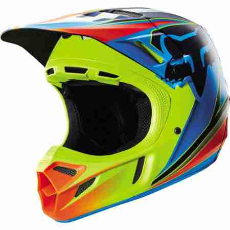 фото 1 Мотошлемы Мотошлем Fox V4 Race Helmet Ece Blue-Yellow M