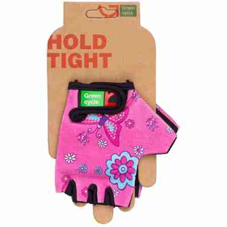 фото 1  Велоперчатки без пальцев детские Green Cycle NC-2338-2014 Kids Pink L
