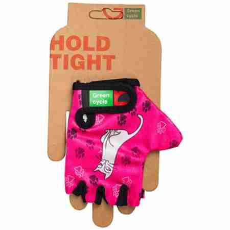 фото 1  Велоперчатки без пальцев детские Green Cycle NC-2340-2014 Kids Pink L