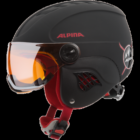 фото 1 Гірськолижні і сноубордические шоломи Гірськолижний шолом Alpina Carat L.E. Visor HM Matt Black-Red 54-58