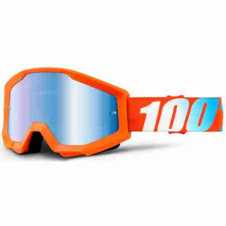 фото 1 Кроссовые маски и очки Мото очки 100% Strata Goggle Orange - Mirror Blue Lens