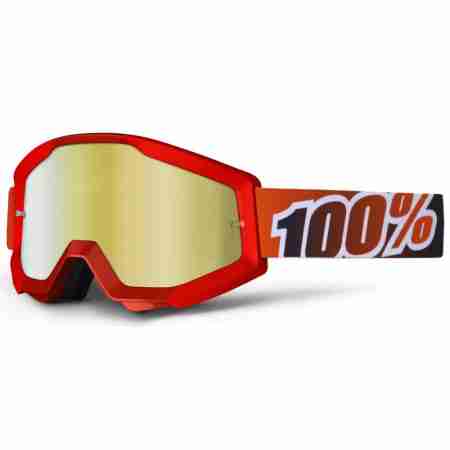 фото 1 Кроссовые маски и очки Мото очки 100% Strata Goggle Fire Red - Mirror Red Lens