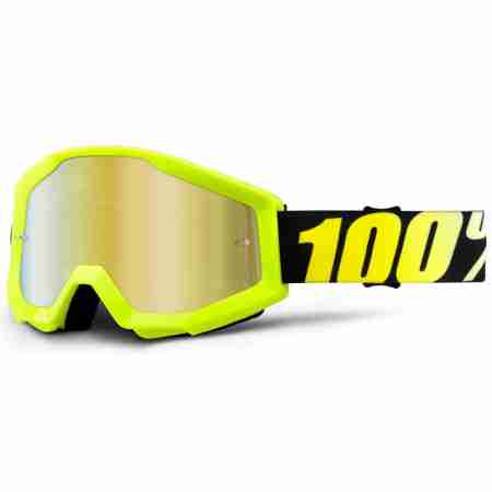фото 1 Кроссовые маски и очки Мото очки 100% Strata Goggle Neon Yellow - Mirror Gold Lens