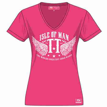 фото 1 Мотофутболки Футболка жіноча IOMTT Ladies Printed White T-Shirt Pink XL