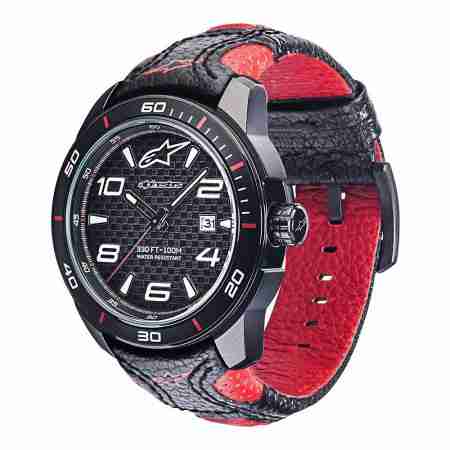 фото 1 Красиві дрібниці (подарунки мотоциклісту) Годинник Alpinestars Tech Watch 3H Black-Red Leather-Black-Red