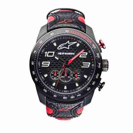фото 5 Красиві дрібниці (подарунки мотоциклісту) Годинник Alpinestars Tech Watch Chrono Leather Strap Black-Red