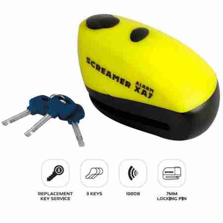 фото 2 Мотозамки Мотозамок Oxford ScreamerXA7 Alarm Disc Lock Yellow-Matt Black
