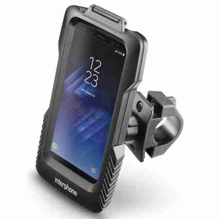 фото 1 Держатель телефона, планшета на мотоцикл Футляр Interphone для Samsung Galaxy S8 c креплением на трубчатый руль