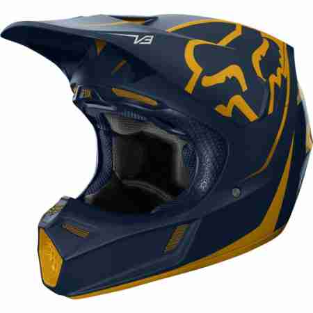 фото 2 Мотошлемы Мотошлем Fox V3 Kila Helmet ECE Navy-Yellow M