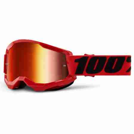 фото 1 Кроссовые маски и очки Мотоочки 100% Strata Goggle II Red - Mirror Red Lens Mirror Lens