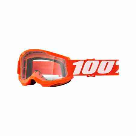 фото 1 Кроссовые маски и очки Мотоочки детские 100% Strata II Youth Goggle Clear Lens Orange