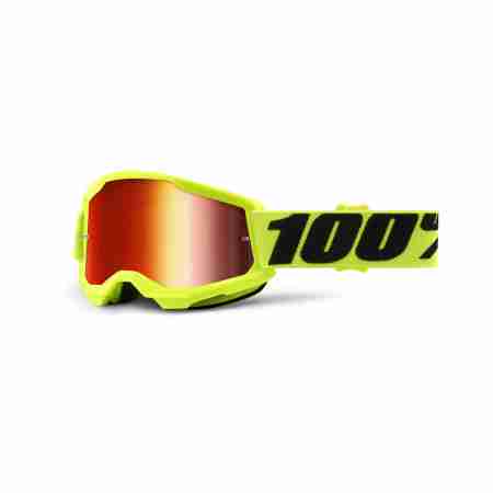 фото 1 Кроссовые маски и очки Мотоочки детские 100% Strata II Youth Goggle Mirror Red Lens Mirror Lens Yellow