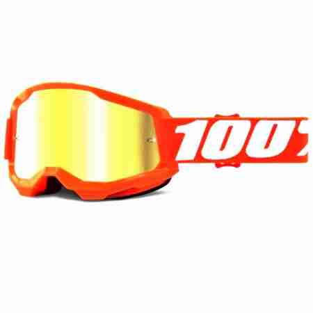 фото 1 Кроссовые маски и очки Мотоочки 100% Strata Goggle II Mirror Gold Lens Orange