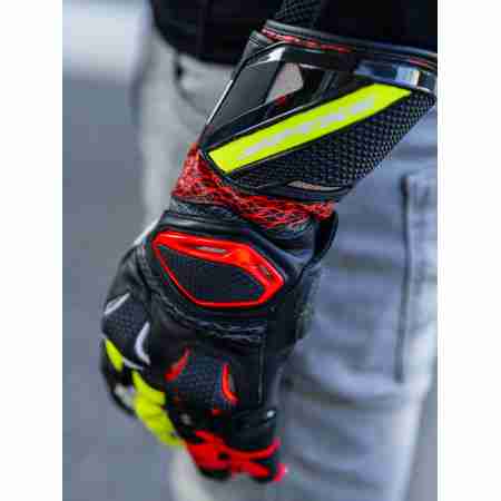фото 3 Мотоперчатки Мотоперчатки кожаные Spyke Tech Pro Blk-Wht-Fluo Red-Fluo Yellow M