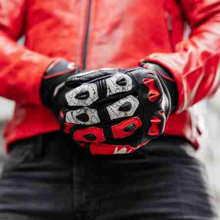 фото 5 Мотоперчатки Мотоперчатки кожаные Spyke Tech Sport Vented 2.0 Black-White-Fluo Red M