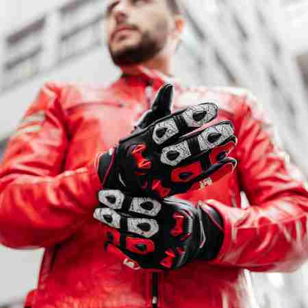 фото 6 Мотоперчатки Мотоперчатки кожаные Spyke Tech Sport Vented 2.0 Black-White-Fluo Red M