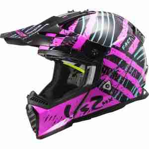 Мотошолом LS2 MX437 Fast Evo Verve Black-Fluo Pink