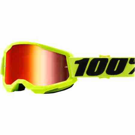 фото 1 Кроссовые маски и очки Мотоочки Ride 100% Strata 2 Fluo Yellow - Mirror Red Lens, Mirror Lens