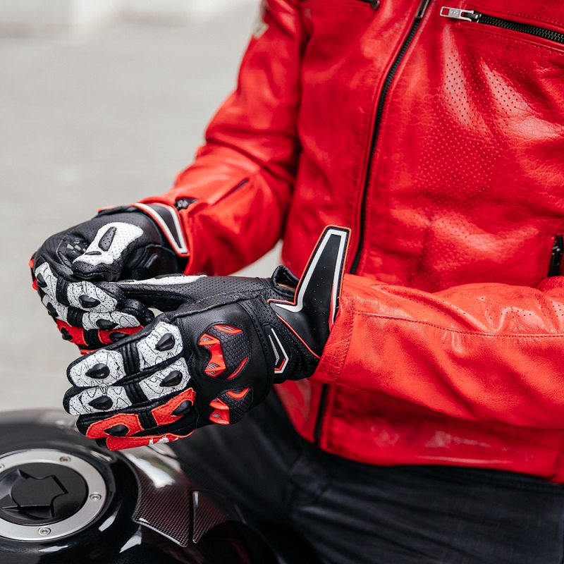 Мотоперчатки кожаные Spyke Tech Sport Vented 2.0 Black-White-Fluo Red M