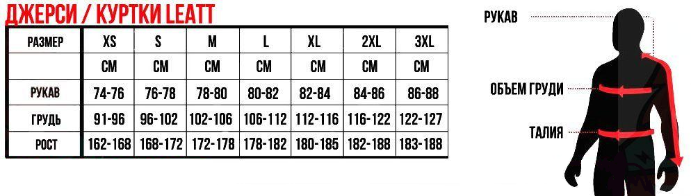 Таблица размеров - Мотокуртка Leatt GPX 4.5 Lite Black-Red