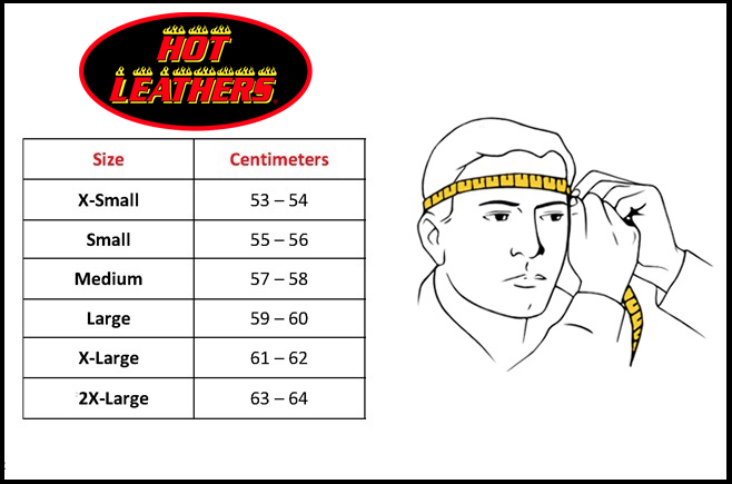 Таблица размеров - Шлем каска Hot Leathers Vintage Pinstripe Black L