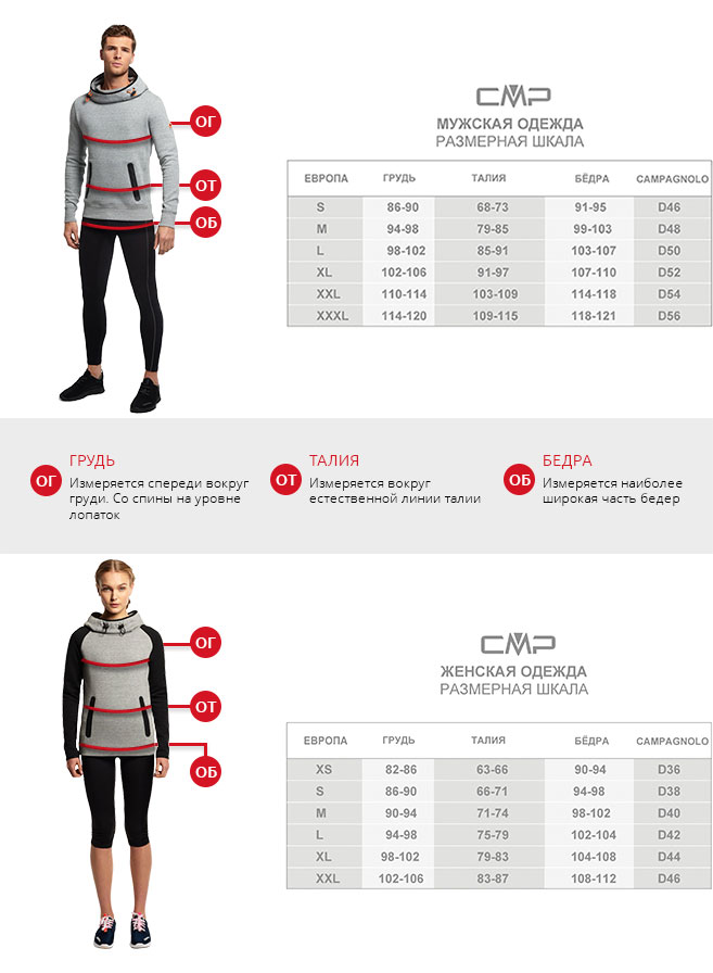 Таблица размеров - Горнолыжные женские штаны Campagnolo Woman Ski Pant Terra 34